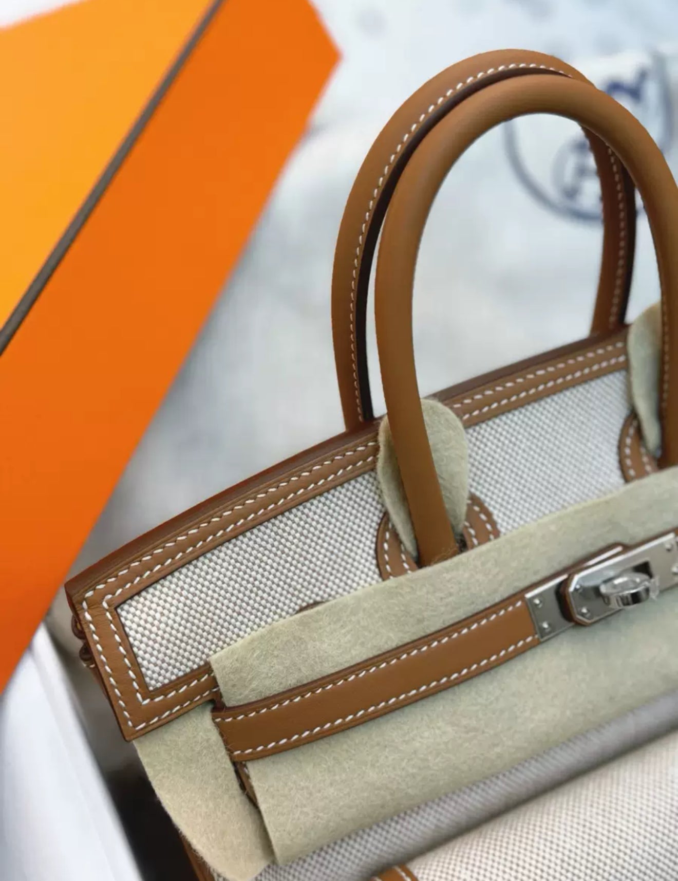 HERMÈS Limited Edition Birkin Cargo 25 in Gold Swift leather and Canvas with Palladium hardware