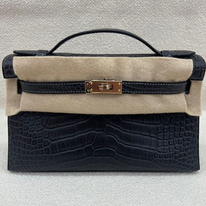 Hermès Kelly pochette graphite matte alligator Permabrass hardware