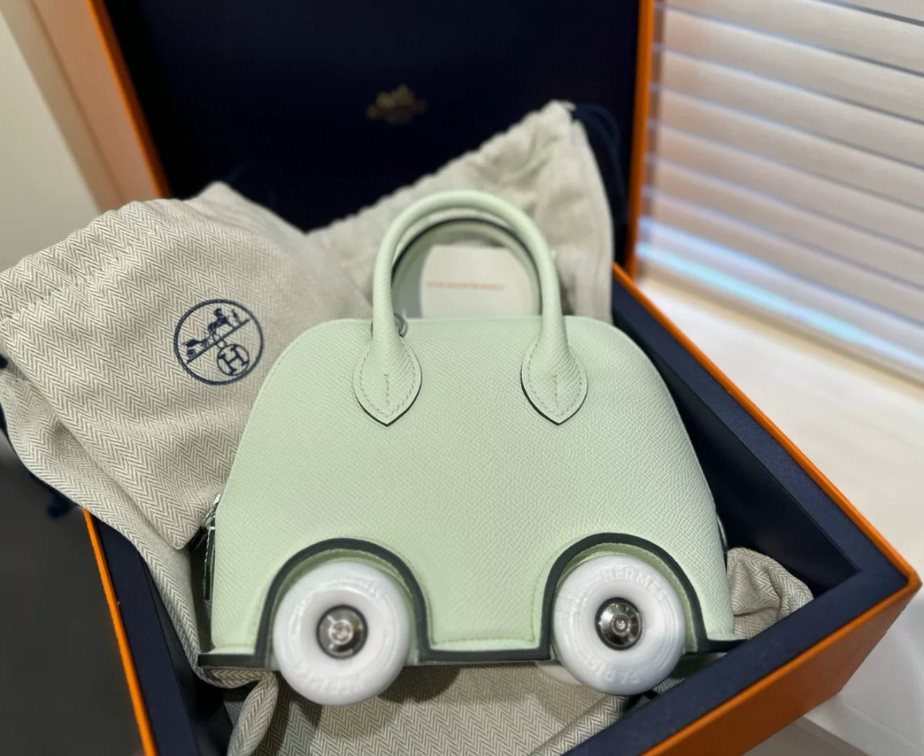 HERMES Epsom Mini 1923 Bolide On Wheels Vert Fizz