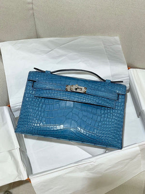 Hermes Kelly pochette Aizome Hanada Matte Alligator Palladium Hardware