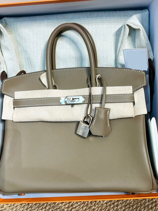 Hermes Birkin 25 Etoupe Swift Palladium hardware