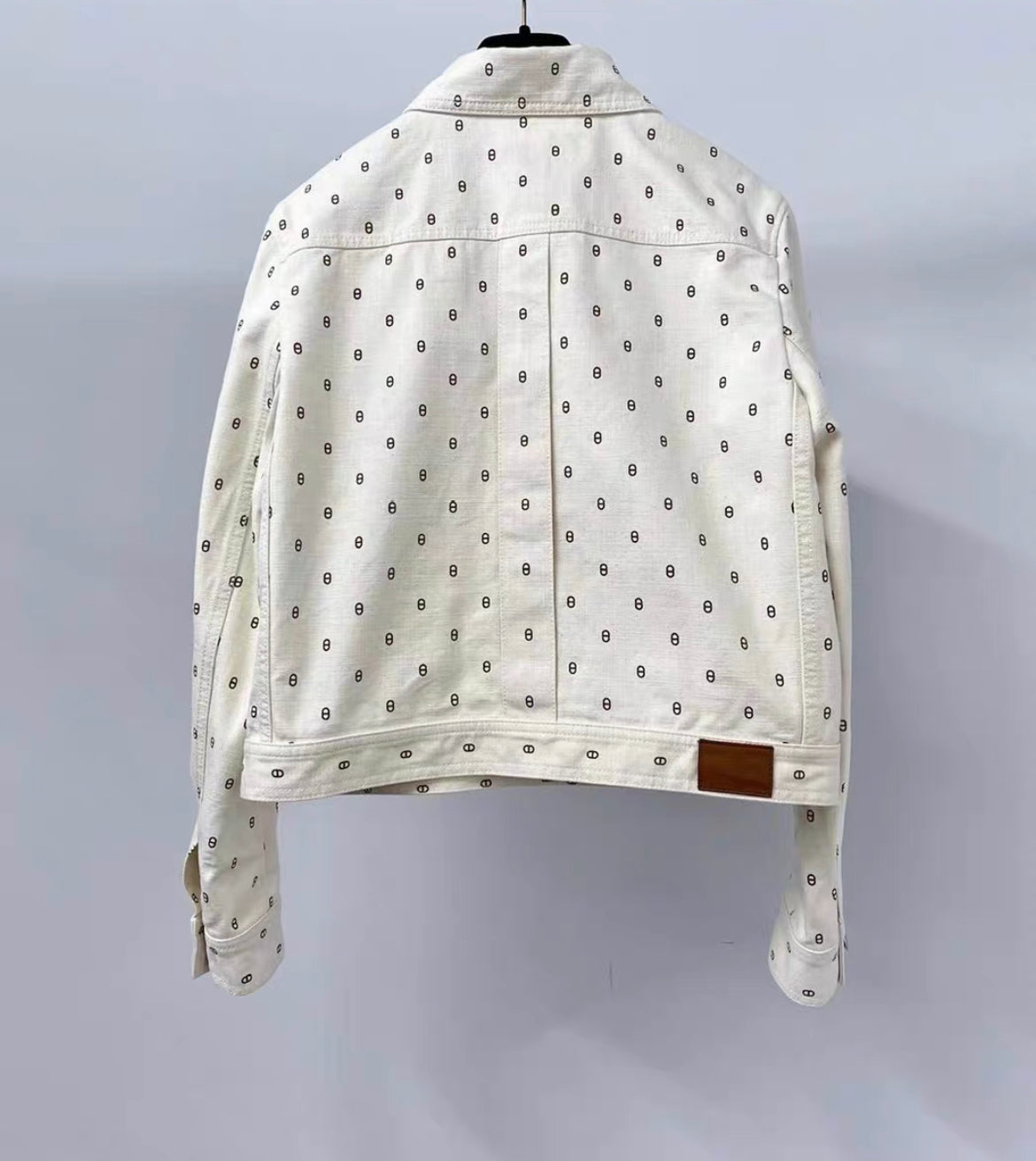 Hermès 23SS Cotton Denim Jacket size 42 Ladies White Chaîne dAncre