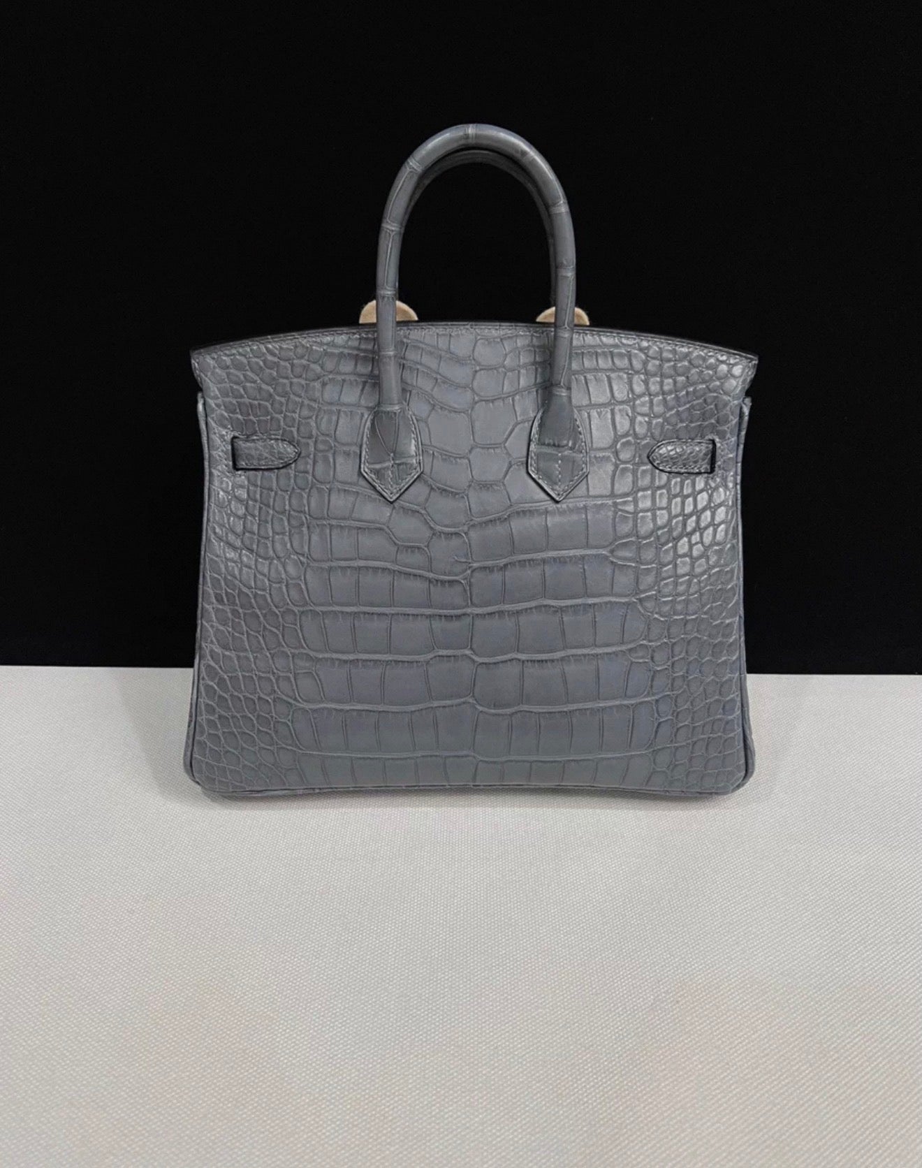 Hermès Birkin 25 grey Gris misty matte crocodile leather palladium hardware