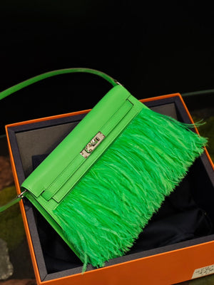 Hermes Kelly Elan Folie Vert Comics Chevre/Feather Palladium hardware