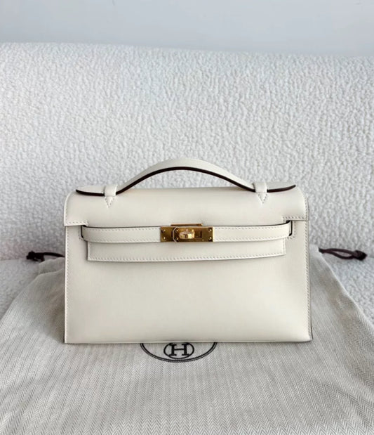 Hermès Kelly Pochette Nata Swift Leather Gold Hardware