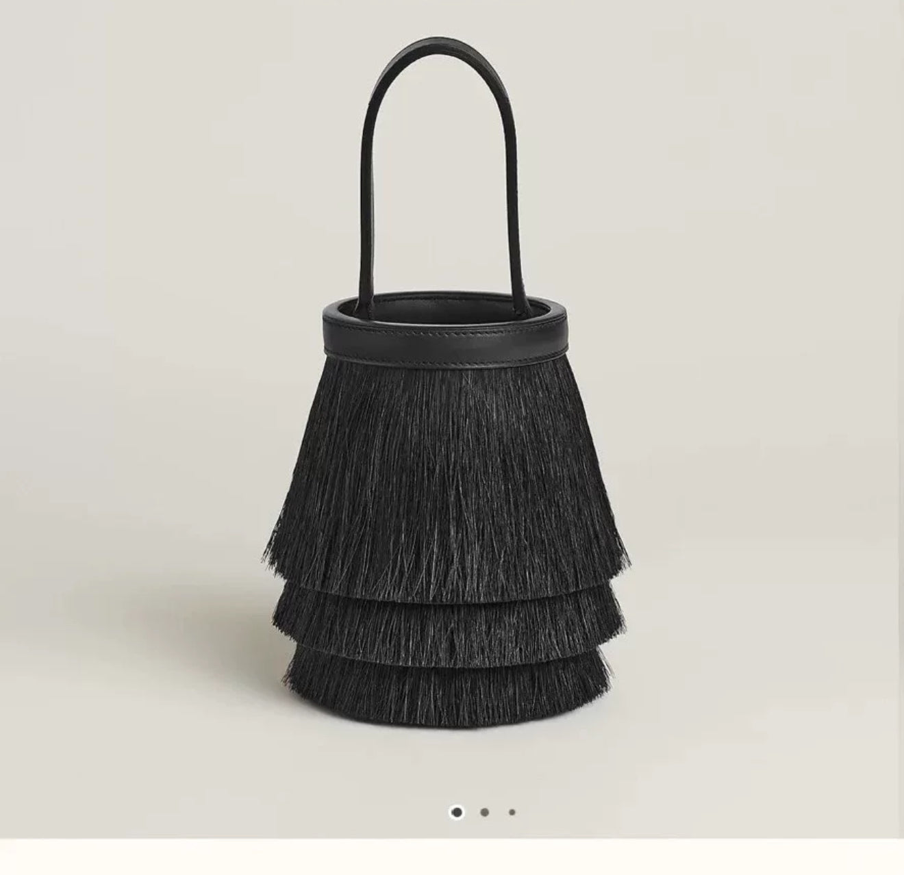 Hermès Black Evercalf and Horsehair Toupet
