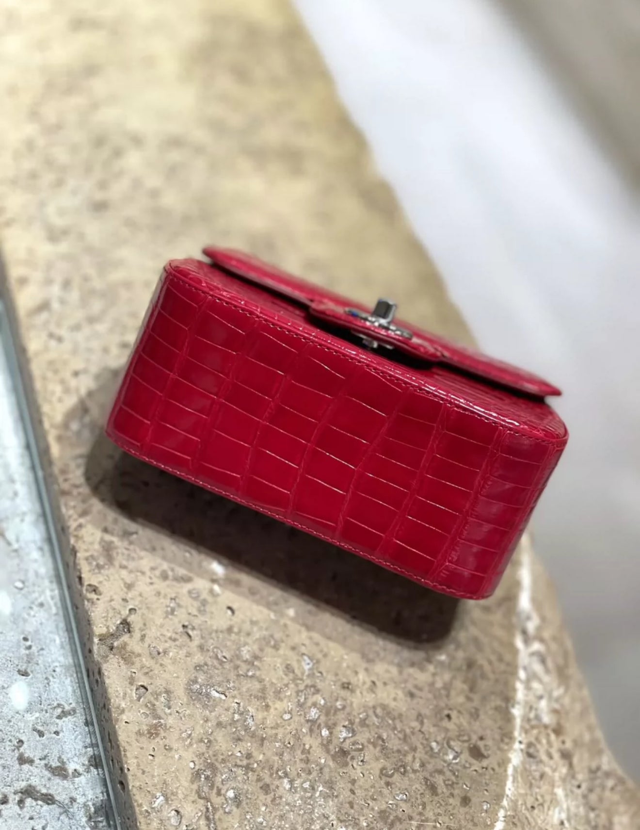 Chanel Red Crocodile mini square bag