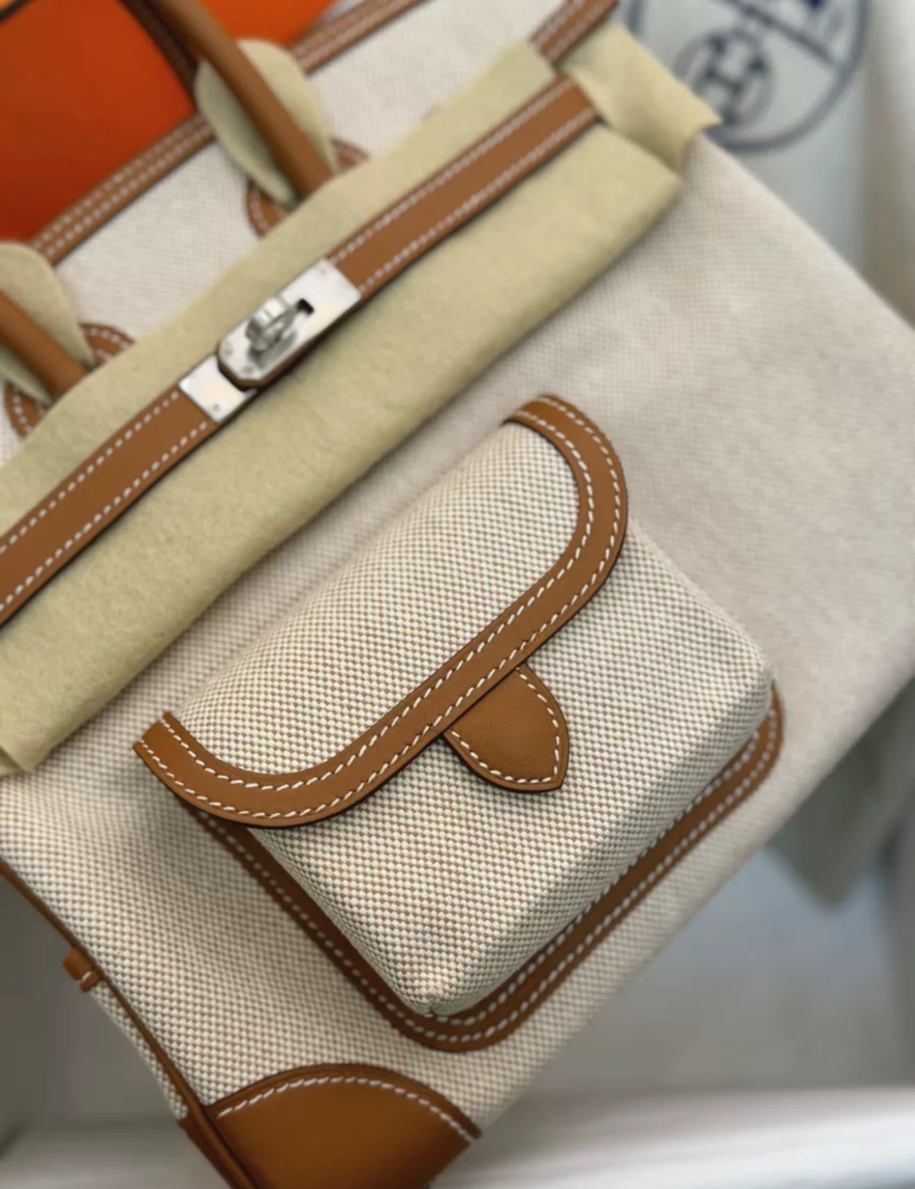 HERMÈS Limited Edition Birkin Cargo 25 in Gold Swift leather and Canvas with Palladium hardware