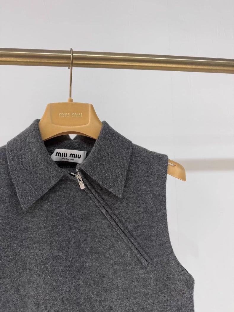 Miu Miu Fall/Winter 2025 cashmere polo vest top,