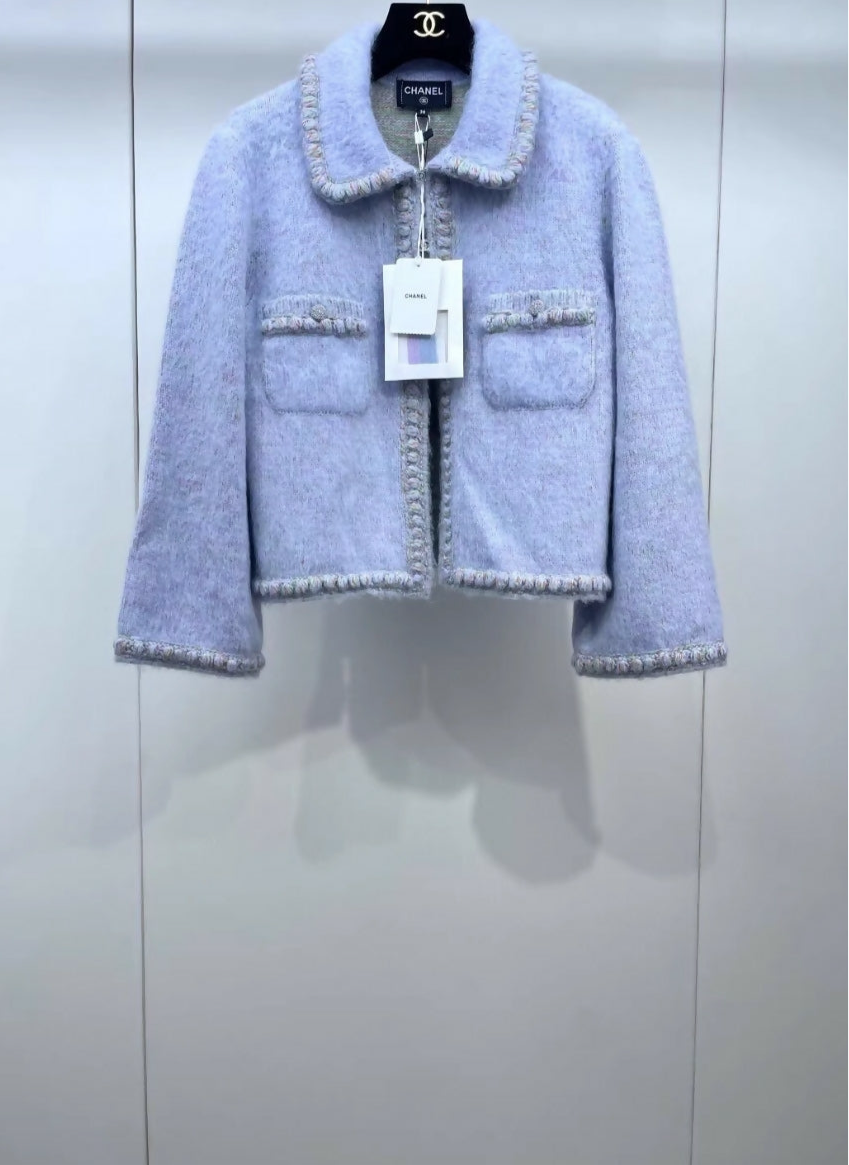 Chanel25B purple tweed cardigan