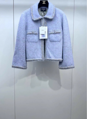Chanel25B purple tweed cardigan