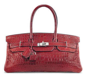 Hermes JPG Birkin Shoulder Rouge Matte Crocodile Leather Palladium Hardware