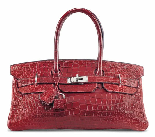 Hermes JPG Birkin Shoulder Rouge Matte Crocodile Leather Palladium Hardware