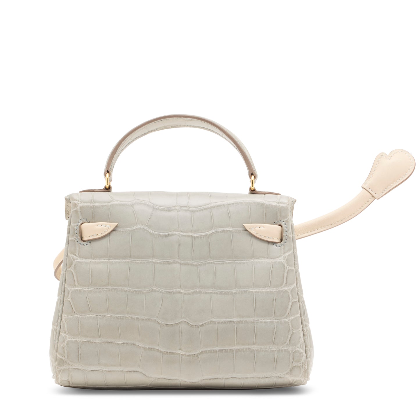 Hermes Kelly Doll Quelle Idole Gris Perle Matte Alligator  Craie Swift Leather with Gold Hardware