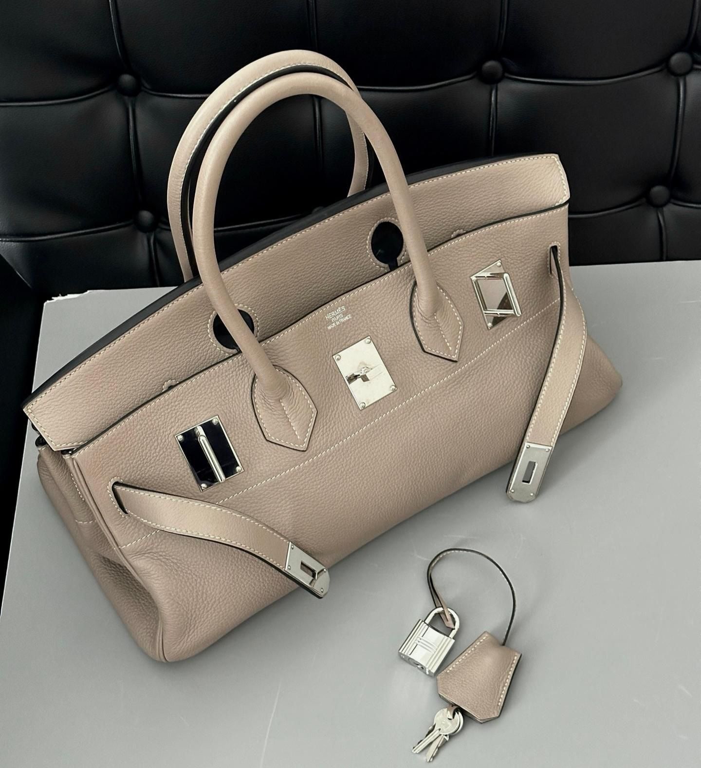 Hermès Birkin Shoulder 42 Gris Tourterelle TC Palladium hardware