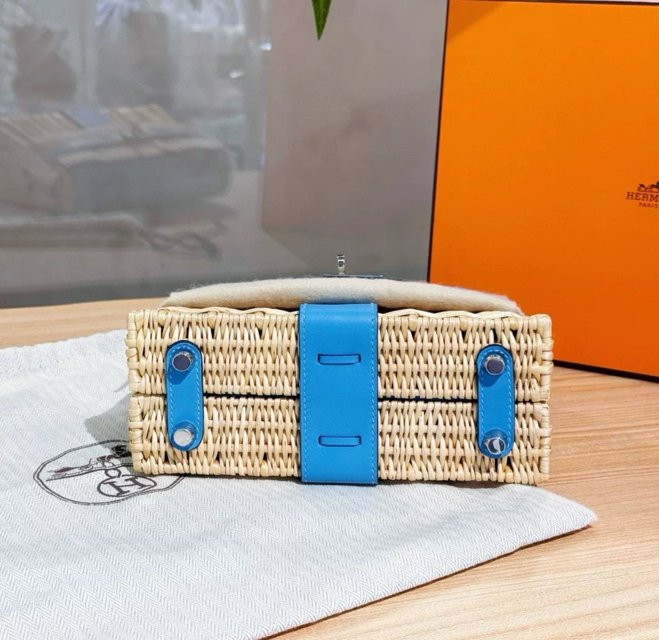 Hermès Kelly Mini Picnic Bleu Swift Leather Palladium Hardware