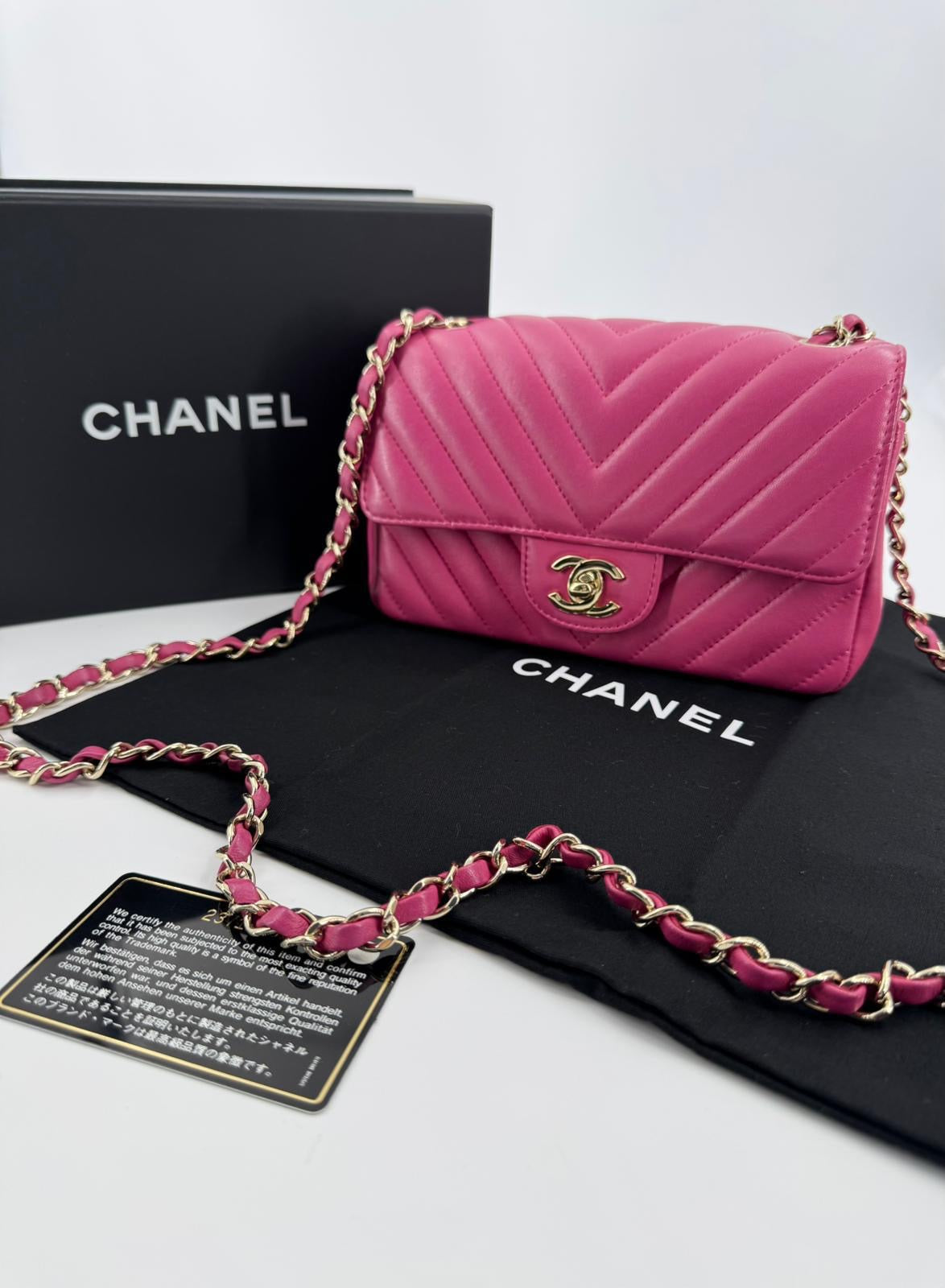 Chanel pink Lambskin Chevron Quilted Medium Double Flap