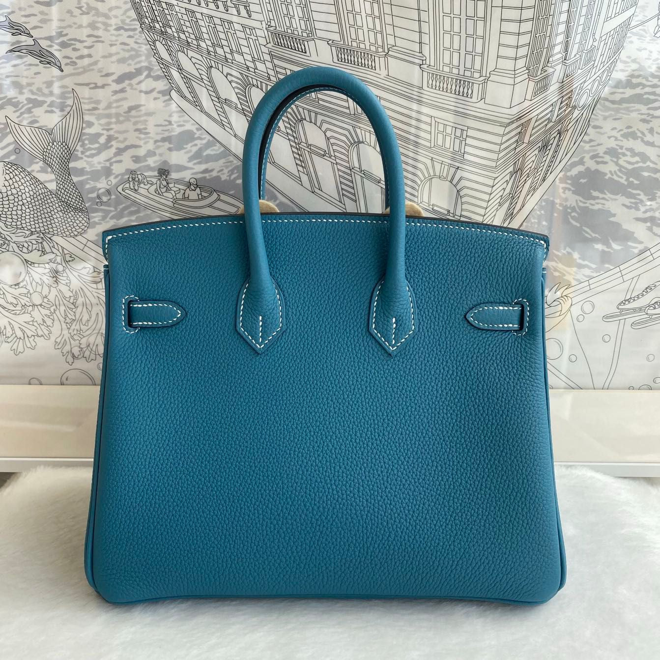 Hermes Birkin 25 blue jean Togo leather Gold hardware
