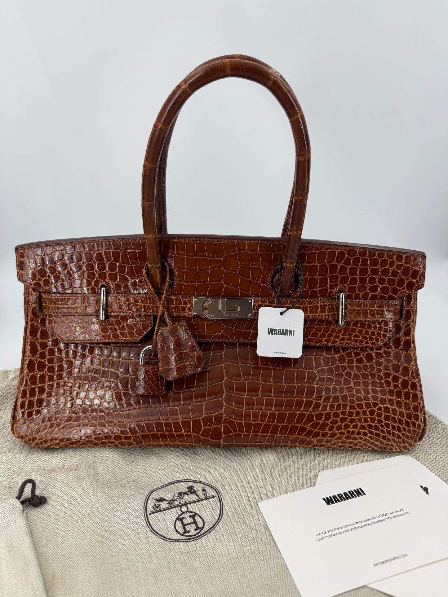 Hermès Birkin Shoulder JPG 42 Miel Shiny Porosus Crocodile Palladium Hardware – Ultra Rare Collector Piece