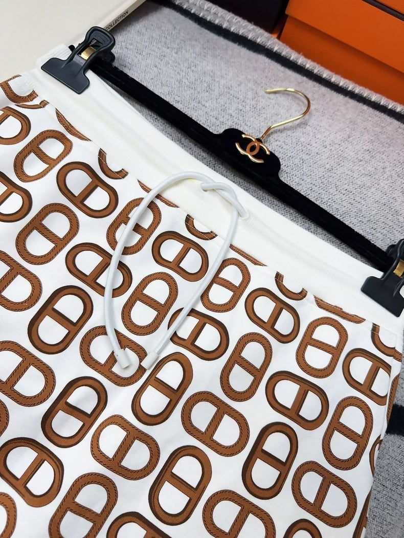 Hermès Brown  White skirt