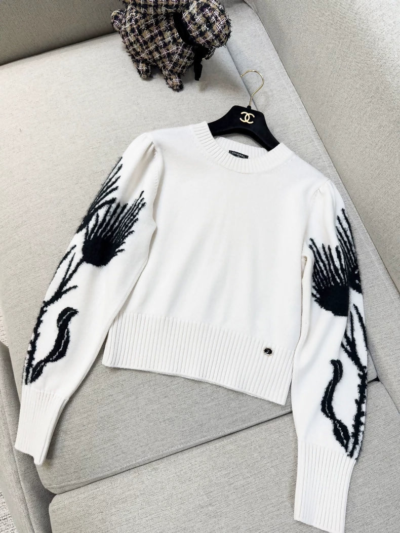Chanel white  black sweater