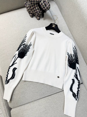 Chanel white  black sweater