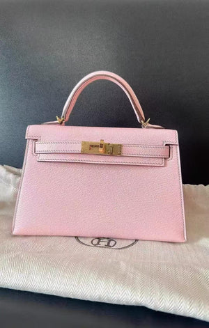 Hermès Mini Kelly Rose Sakura Chèvre Leather Gold Hardware