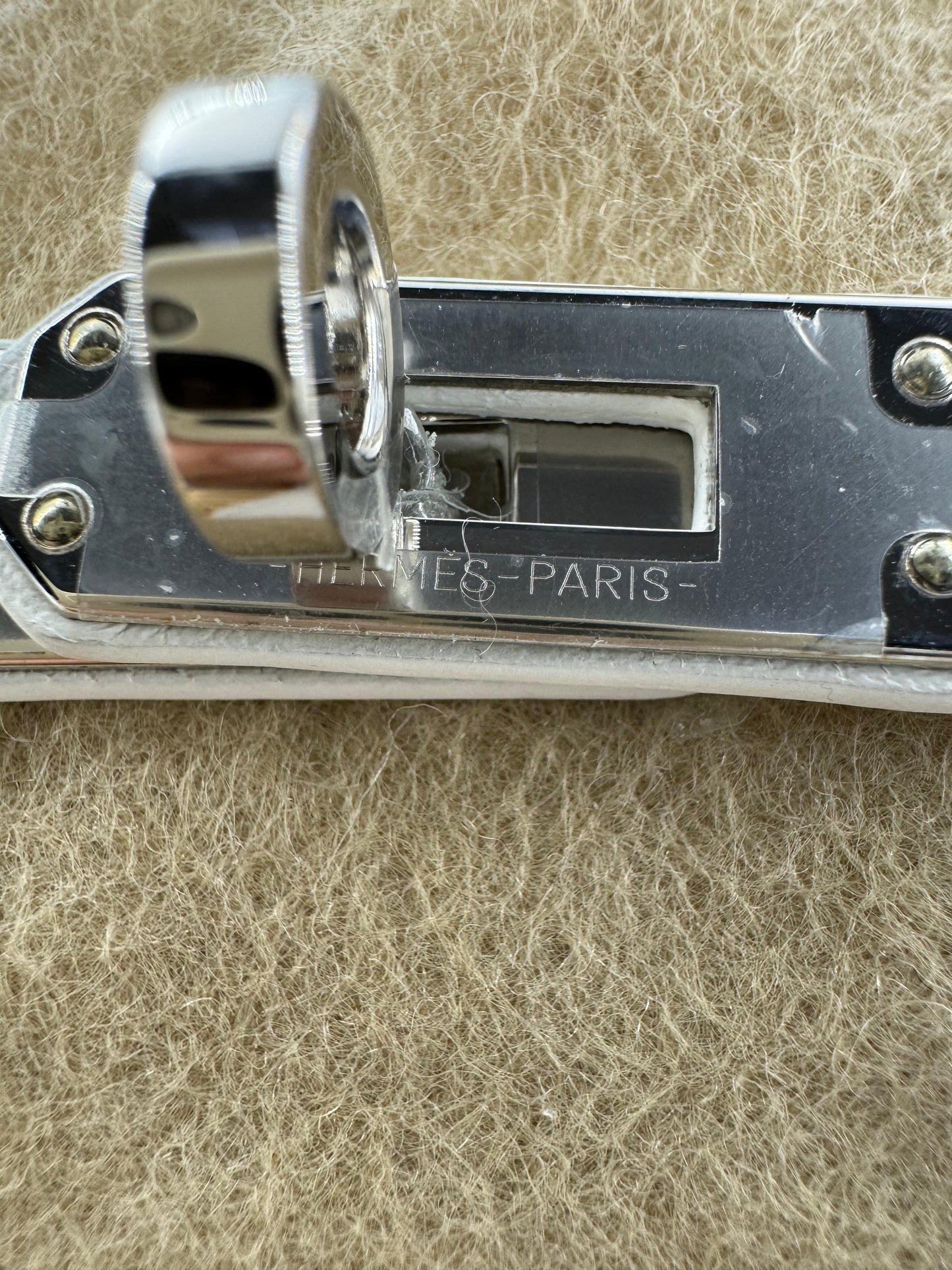 Hermès Mini Kelly 20 “Picnic” White Swift Leather  Palladium Hardware