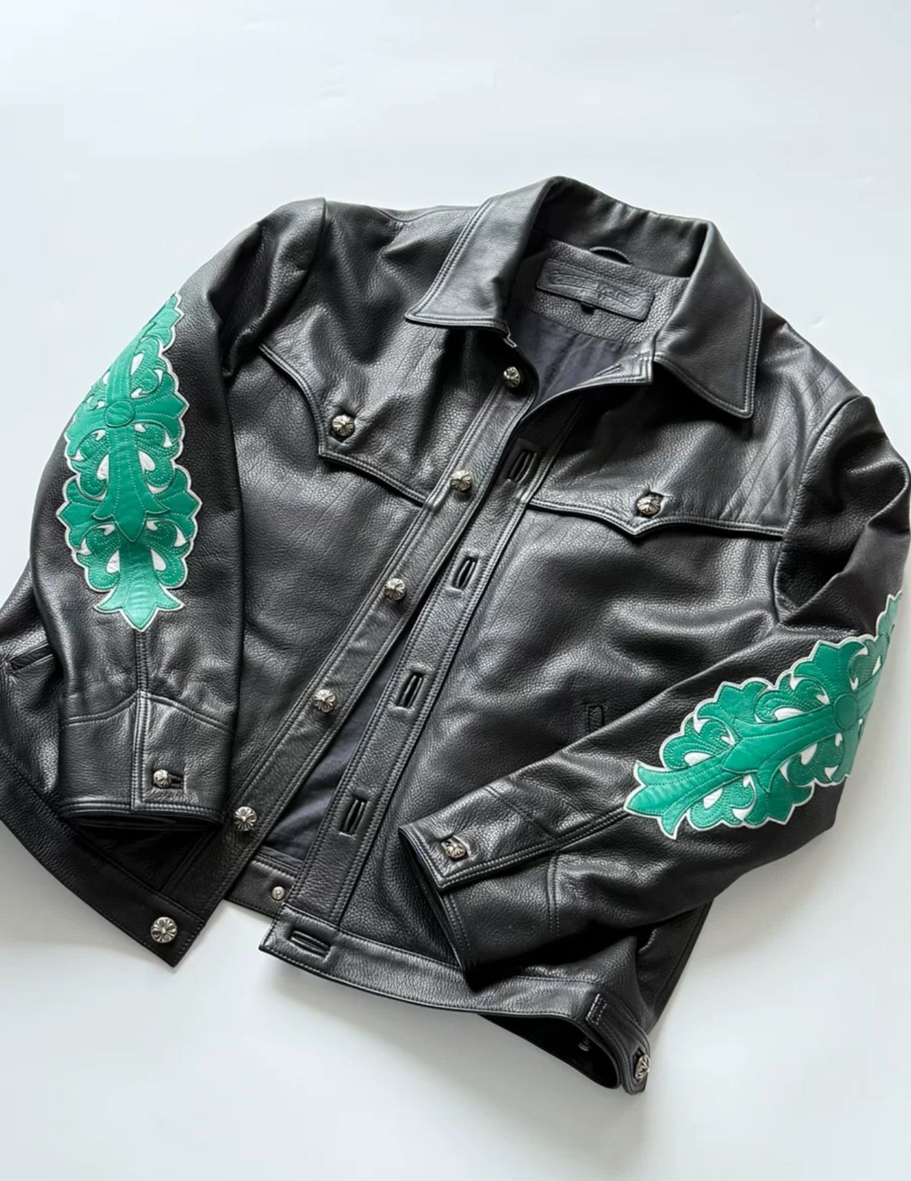 Chrome Hearts Floral Cross Western Leather Jacket