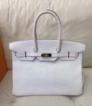 HERMES BIRKIN 35 WHITE ALLIGATOR LEATHER PALLADIUM HARDWARE