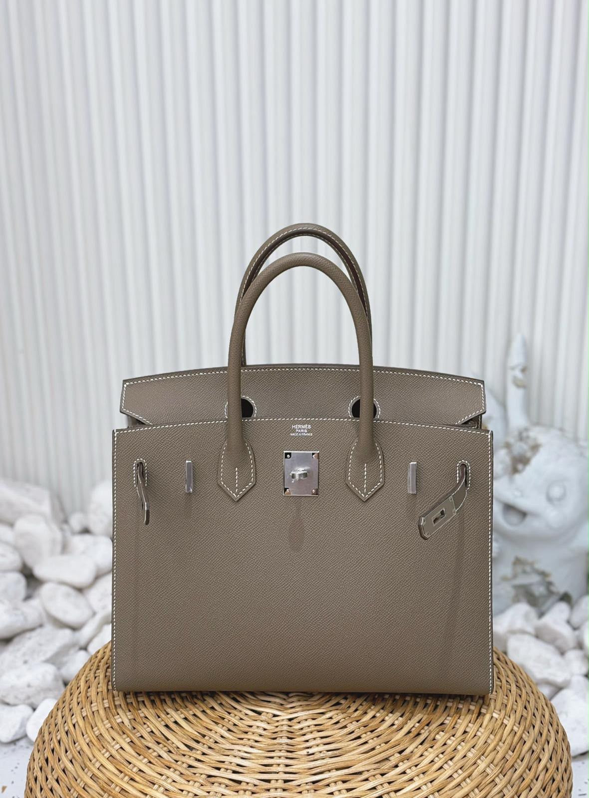 Hermes Birkin 30 Sellier Etoupe Epsom Palladium hardware