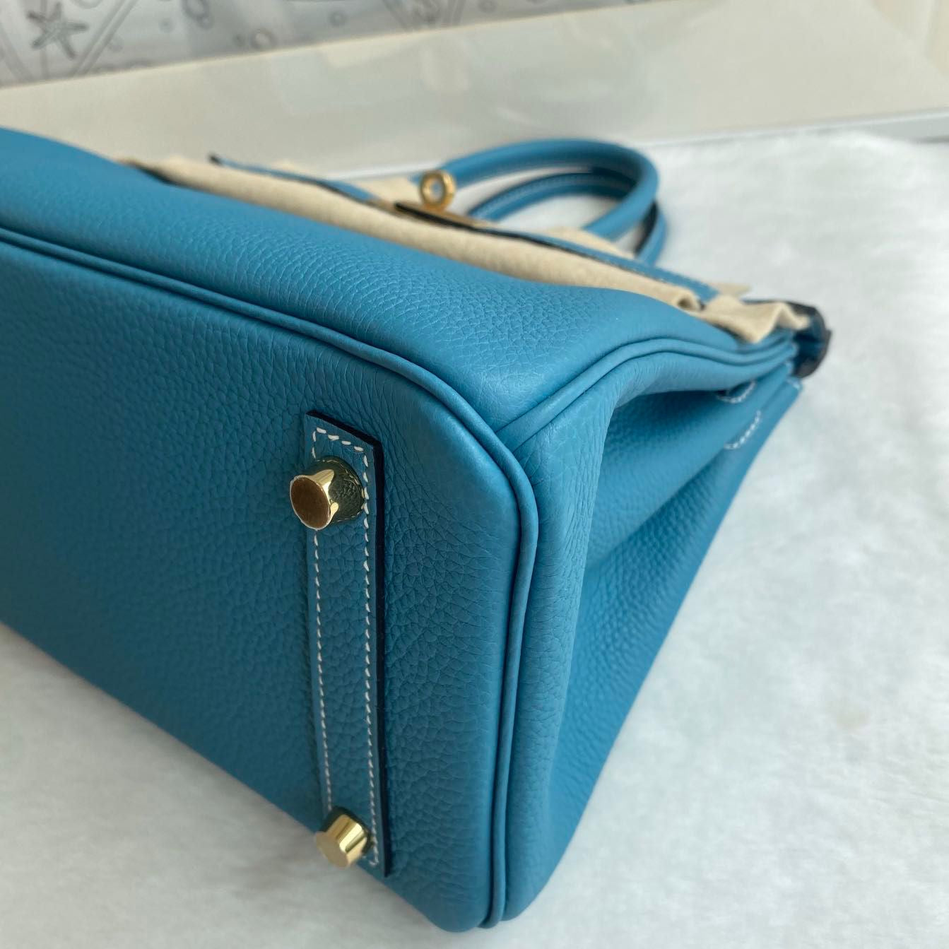 Hermes Birkin 25 blue jean Togo leather Gold hardware
