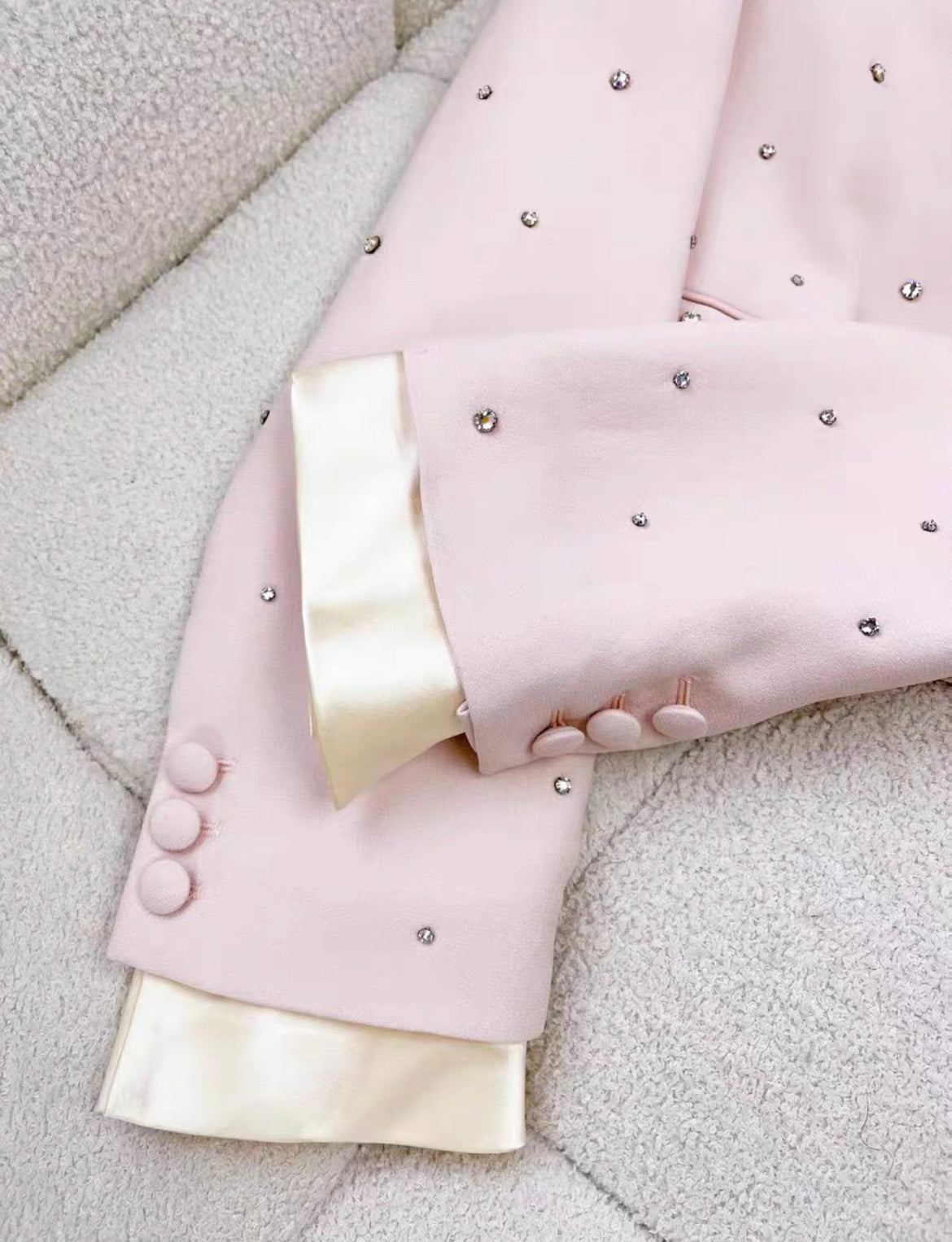 Miu Miu rhinestone-embellished pink jacket size 38