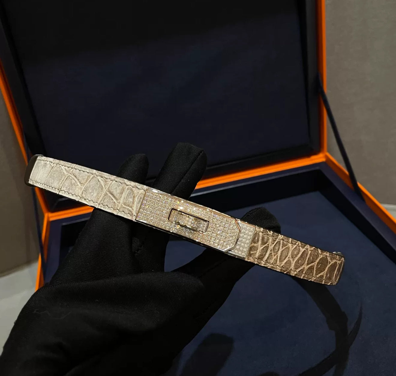 Hermes Diamond Himalaya Kelly Belt