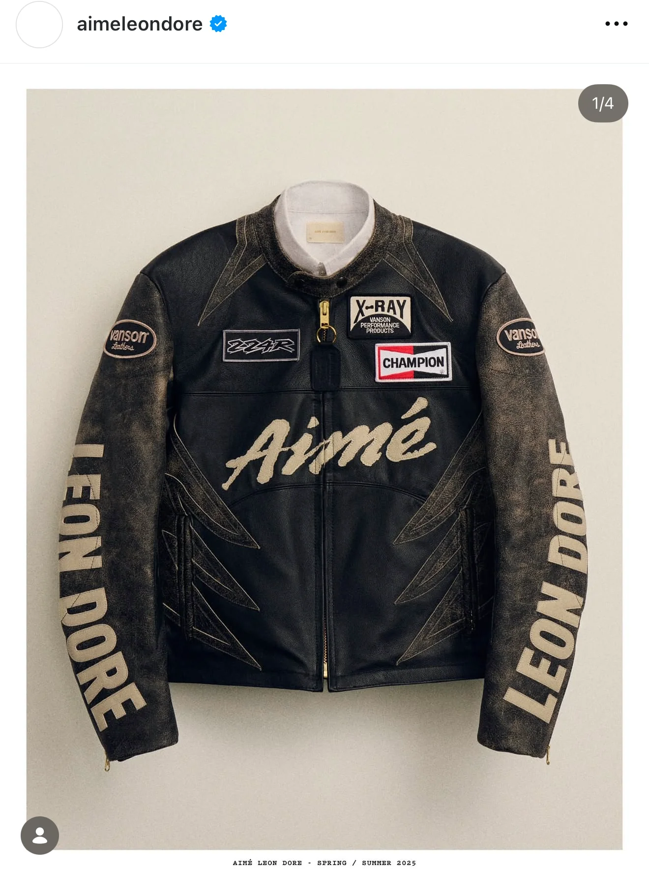 Aimé Leon Dore/ Vanson distressed Leather Moto Jacket - size M