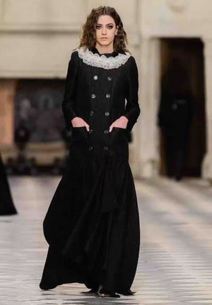 Rare Chanel 2021 Black Long Coat/Dress 38