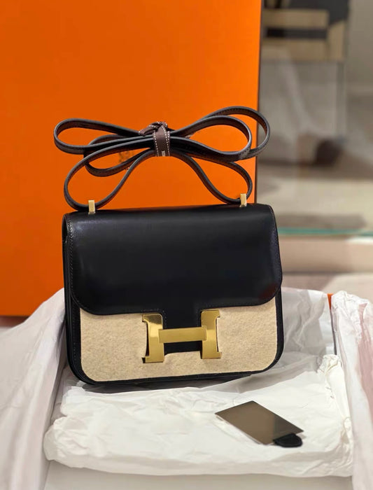 Hermes Constance 19 Black Box calf leather Gold hardware