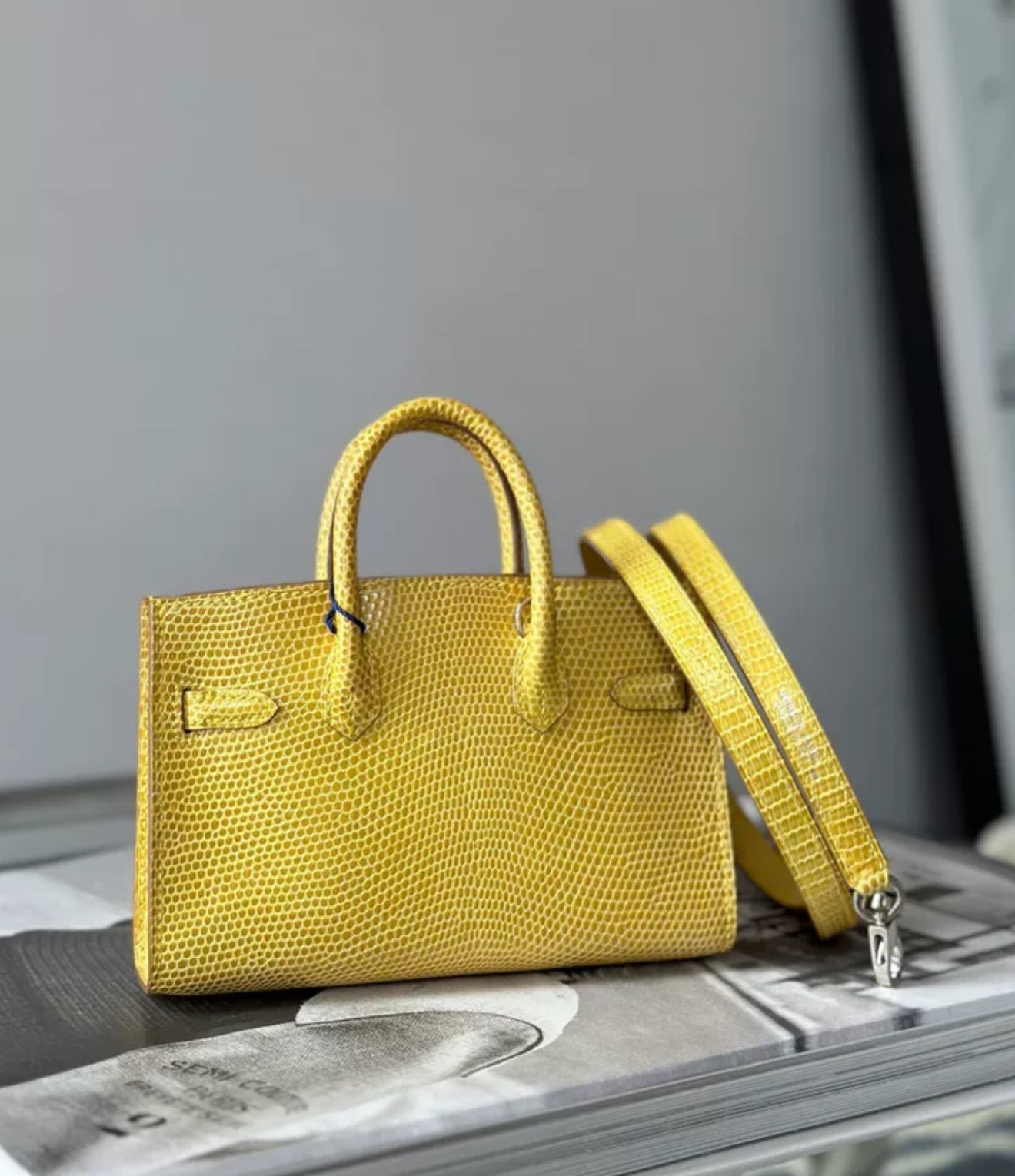 Hermès Limited Edition Yellow Lizard Micro Birkin 15 Palladium Hardware