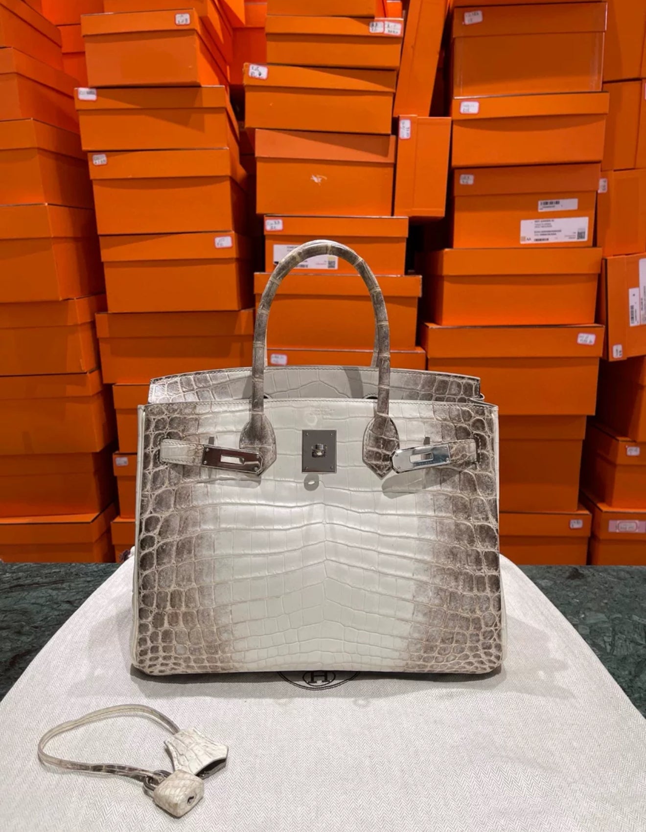 Hermes birkin 30 Himalaya crocodile leather palladium hardware