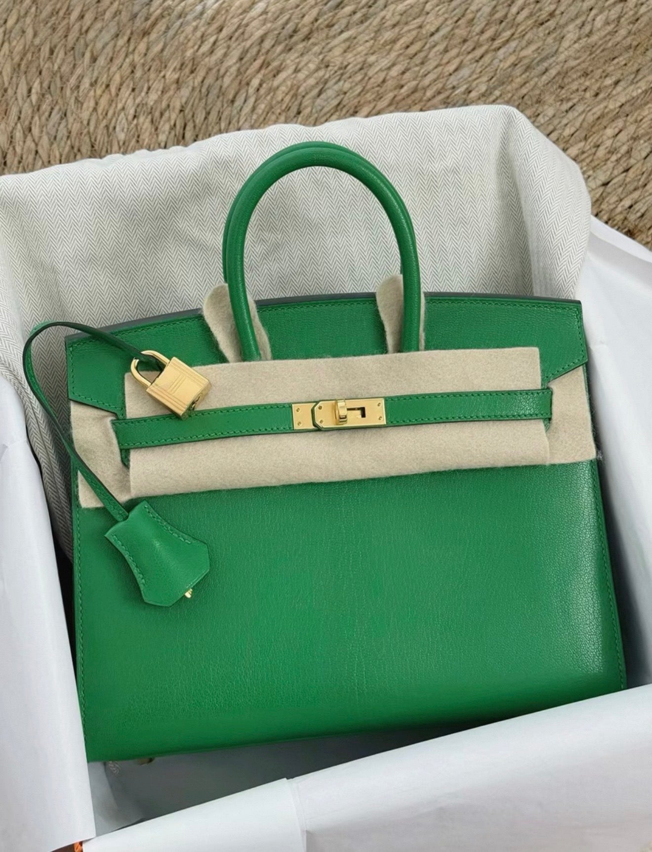 Hermès Birkin 25 Bamboo Green leather gold hardware