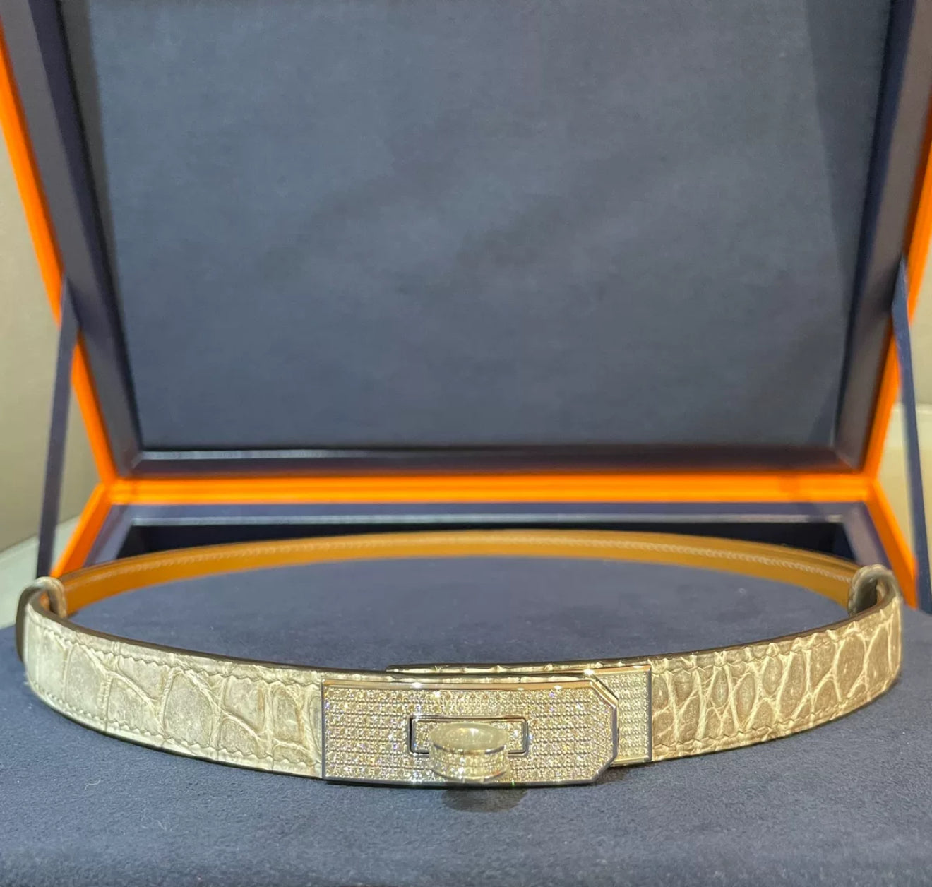 Hermes Diamond Himalaya Kelly Belt