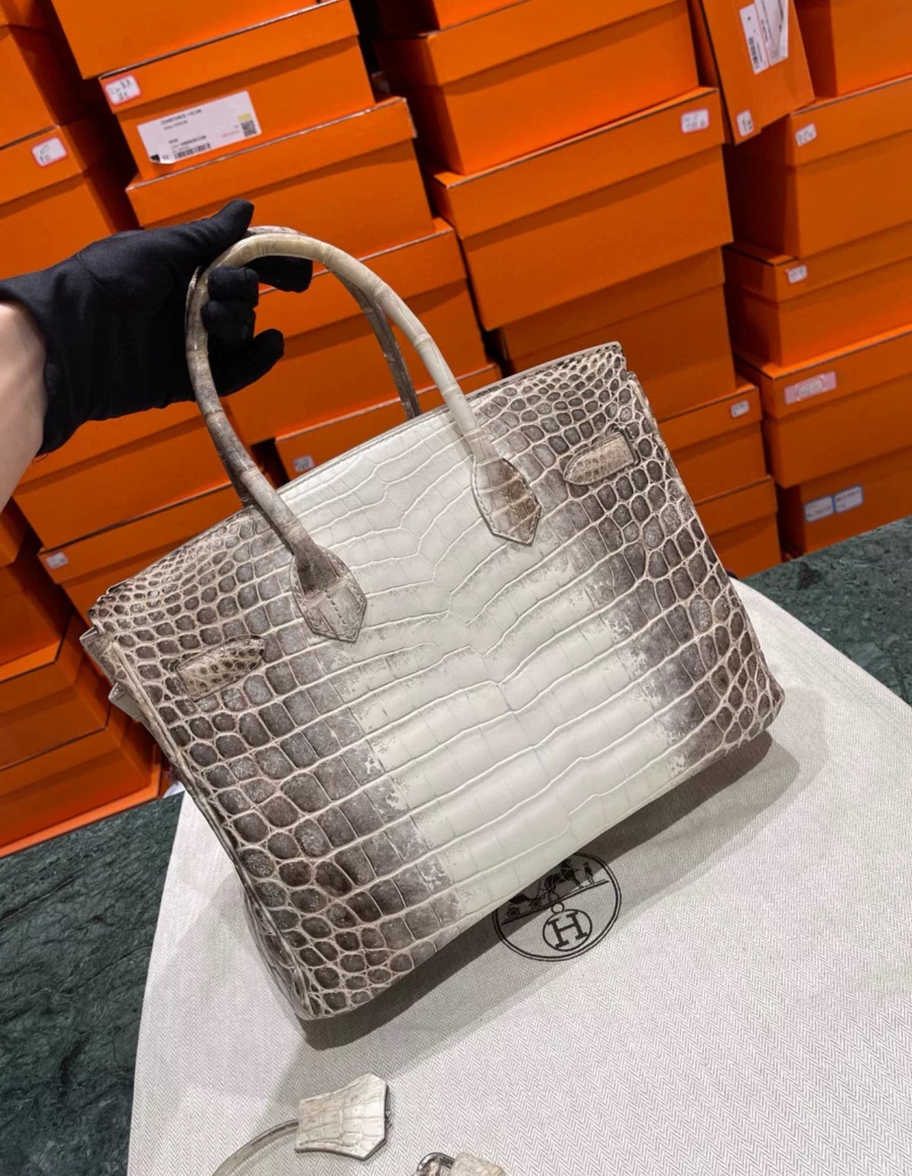 Hermes birkin 30 Himalaya crocodile leather palladium hardware