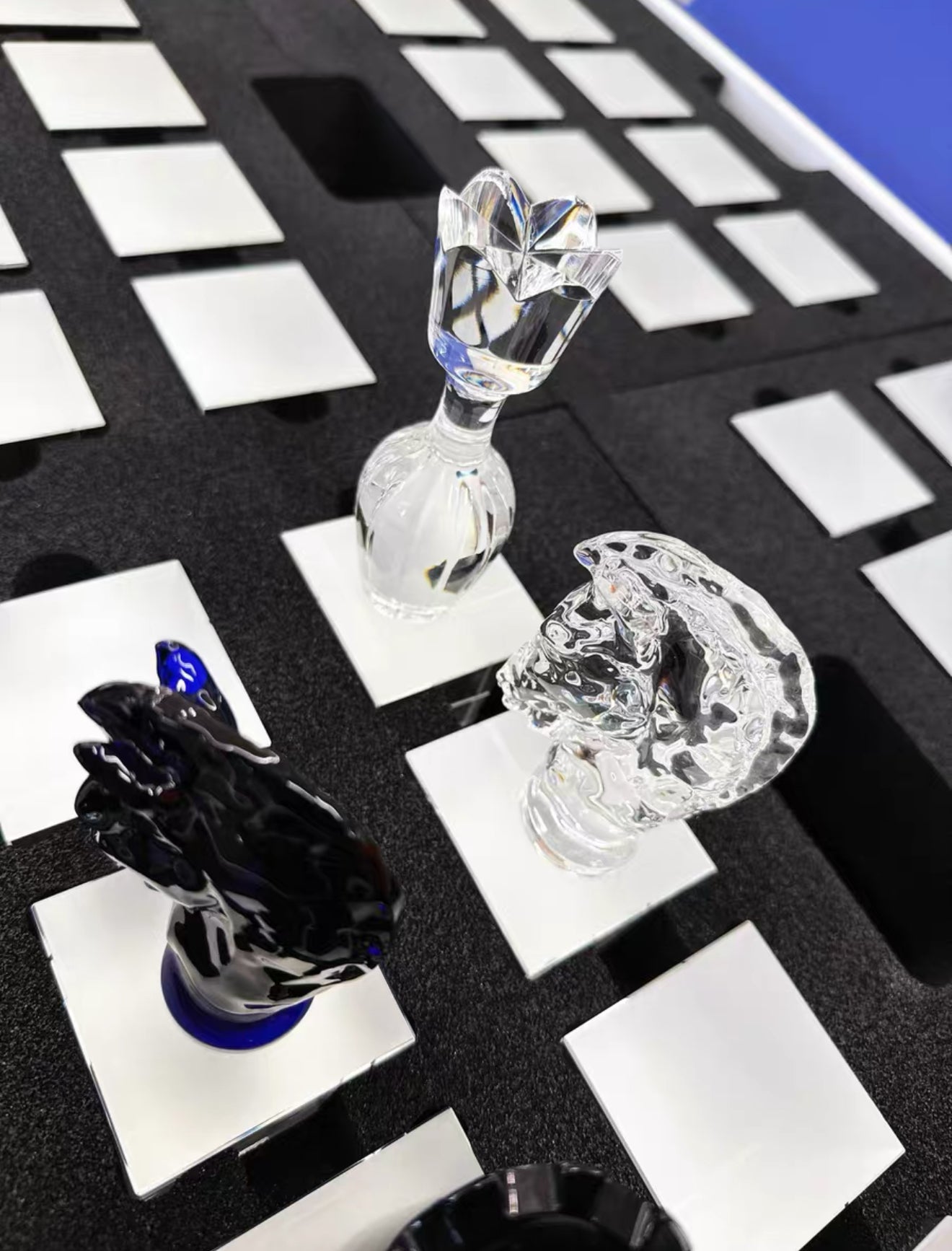 Hermes Saint-Louis Chess Game with Clear Crystal