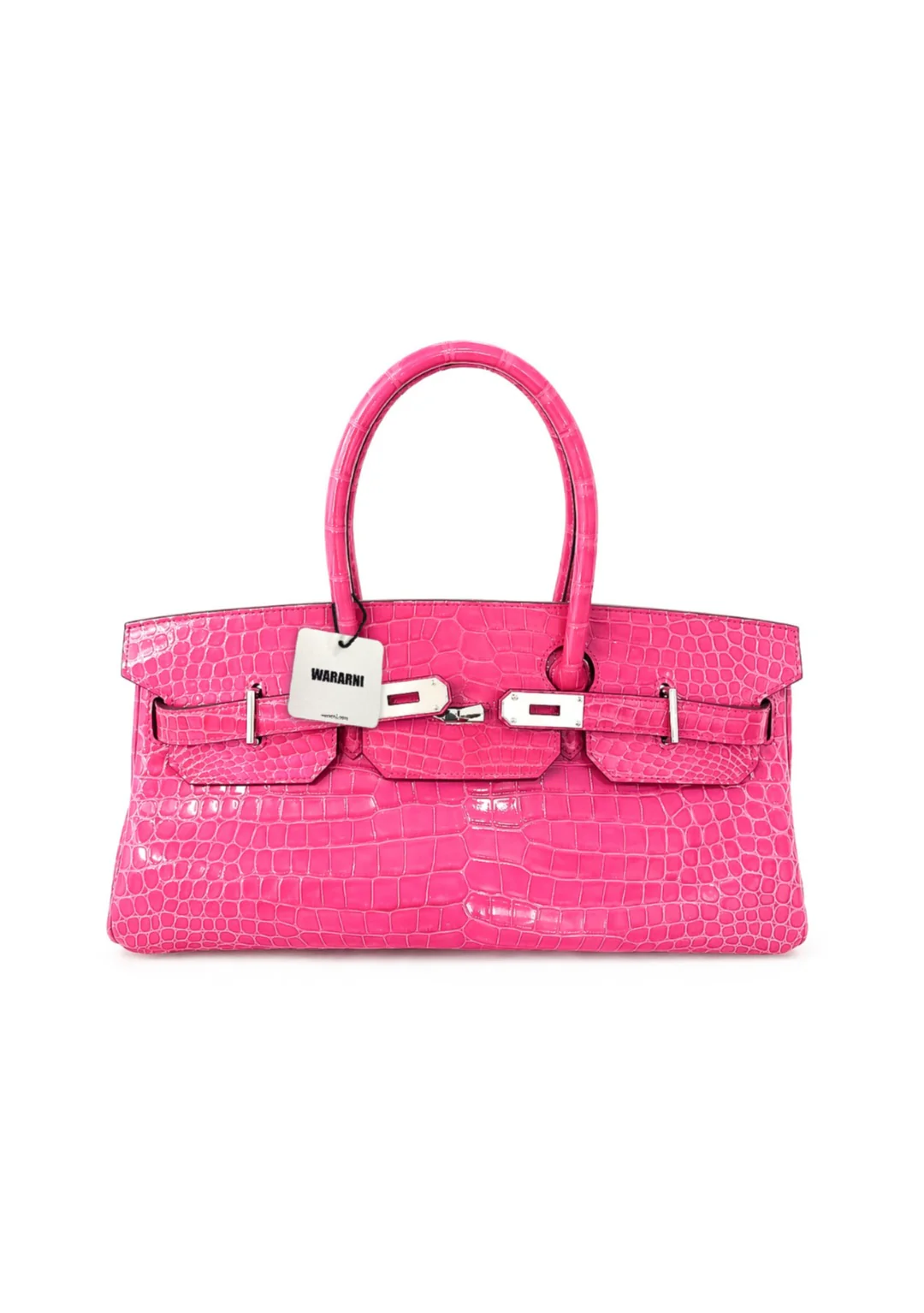Hermes Birkin shoulder Pink shiny crocodile leather palladium harwdare