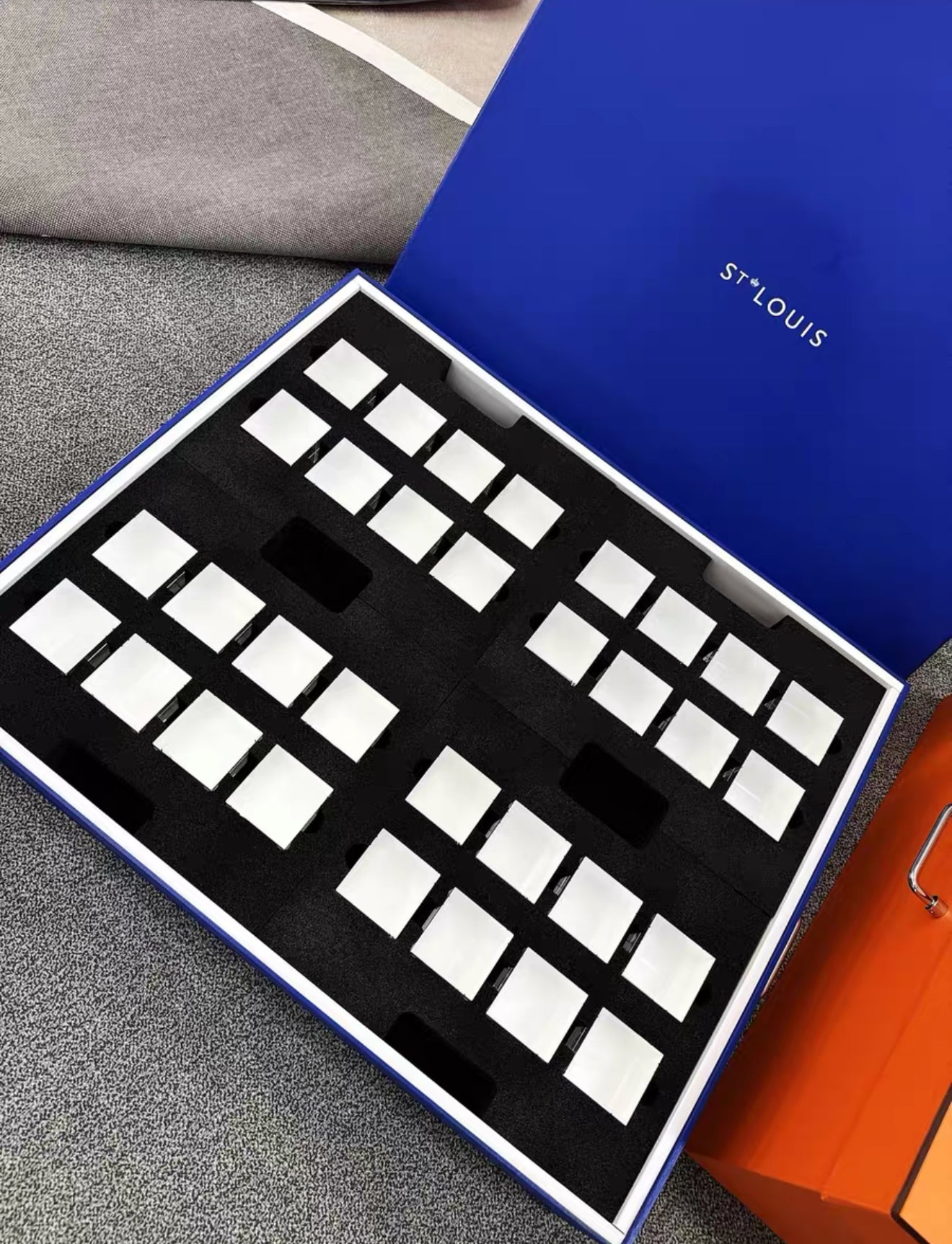 Hermes Saint-Louis Chess Game with Clear Crystal