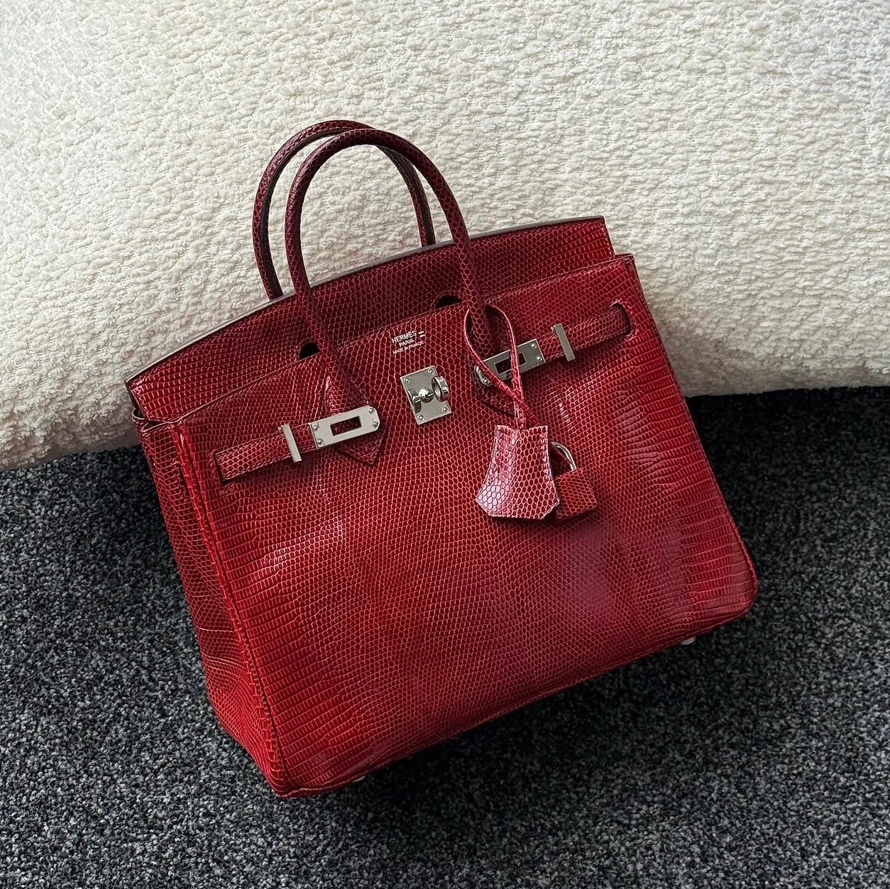 Hermès Birkin 25 Rouge H lizard leather palladium hardware
