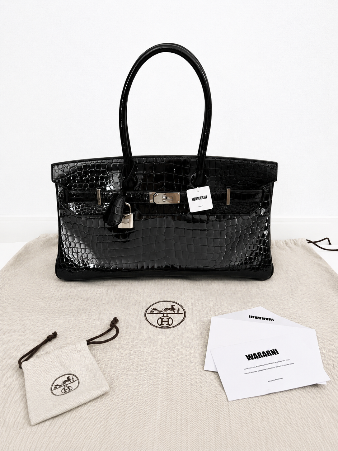 Hermès Birkin Shoulder JPG 42 Black Shiny Porosus Crocodile Palladium Hardware – Ultimate Collector’s Masterpiece