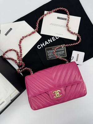 Chanel pink Lambskin Chevron Quilted Medium Double Flap