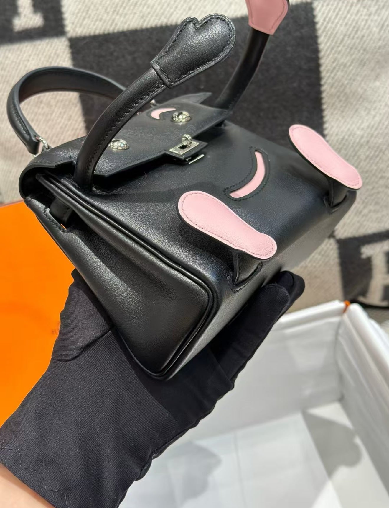 Hermès Kelly Doll Black  Pink Palladium Hardware