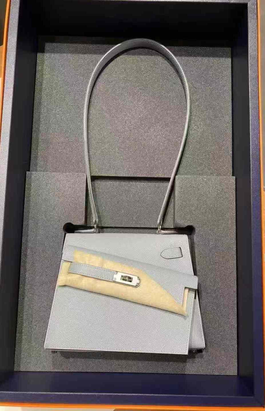 Hermes Kelly en Desordre Gris Pantin Epsom Palladium hardware